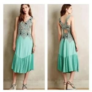 Anthropologie Maeve Canyon Creek Mint Midi Dress Size 4
